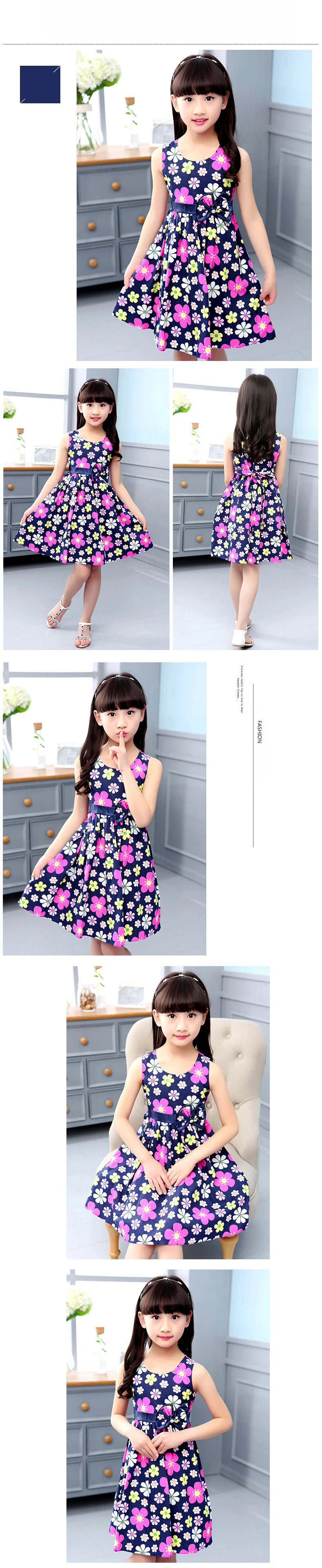 Children's Dress Girls Baby Summer Bohemian style Toddler Girls Sleeveless printed Dresses princess Holiday dress for 5-14Y kids clothing (7)
