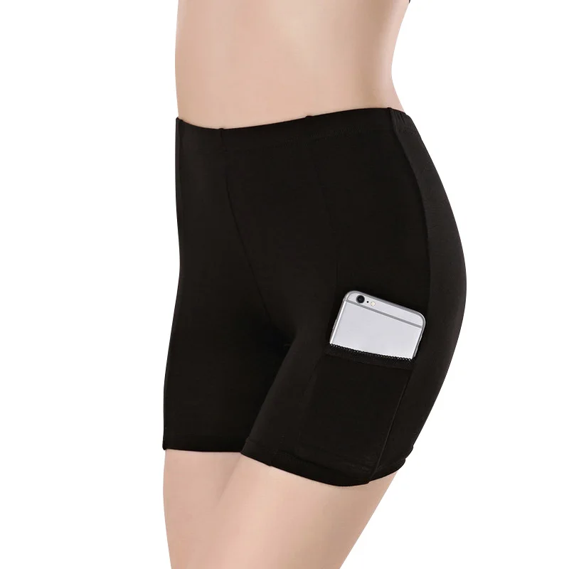 

New Women Soft Cotton Lace Seamless Safety Short Pants Summer Ladies Under Skirt Shorts Modal Ice Silk With Pockets Short Tights