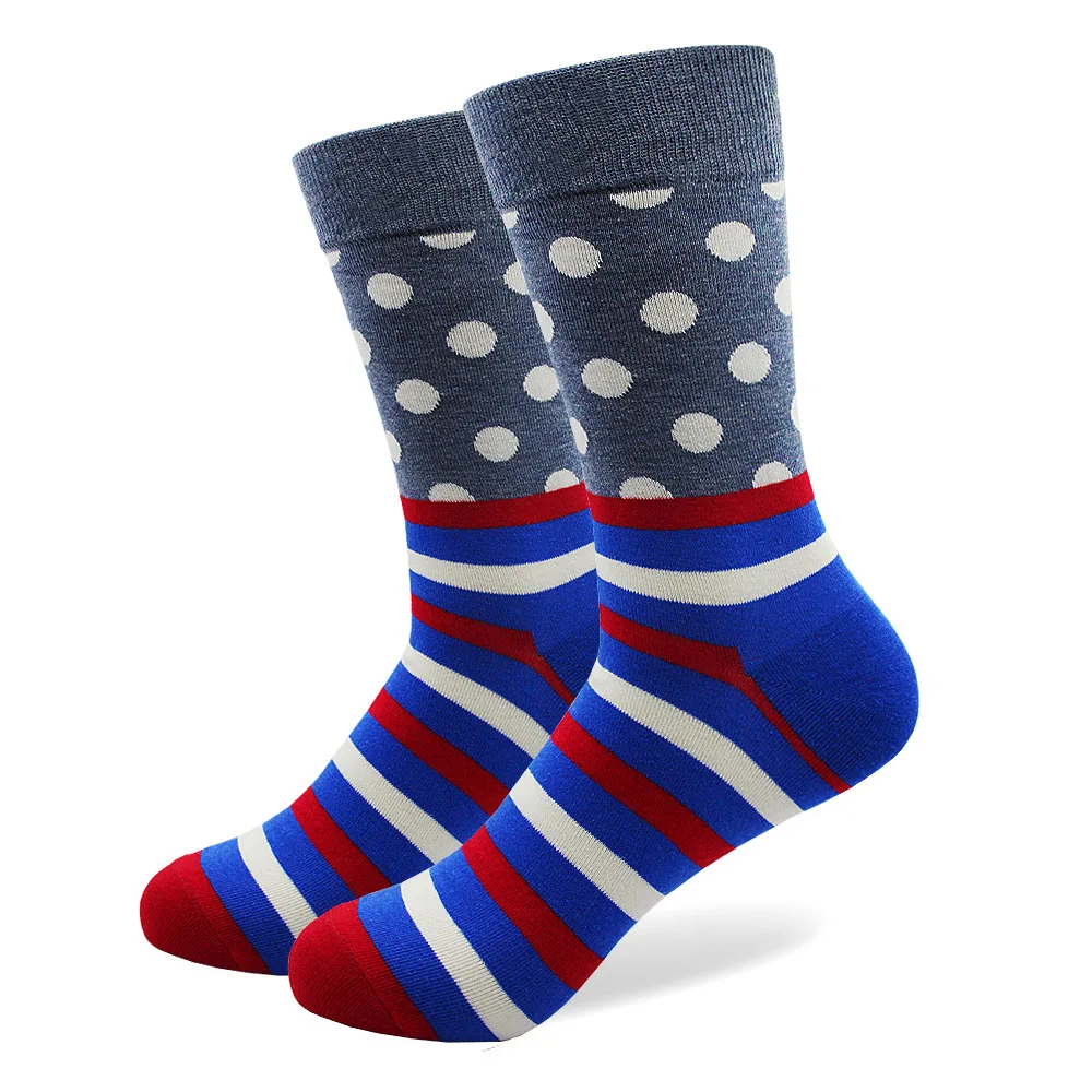 10 Pairs/lot Combed Cotton Socks Men's Funny Colorful Striped and Dot Crazy Crazy Skate Casual Happy Socks Dress Wedding Socks
