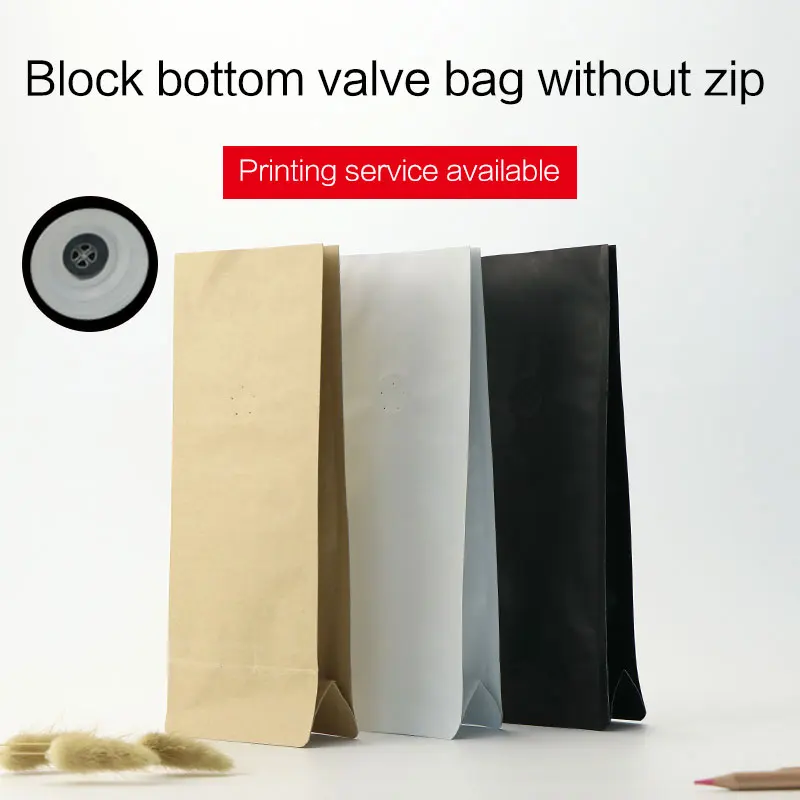 

block bottom stand up pouch 1/4 1/2 1 pound matte black white kraft coffee bean with one side degassing valve packaging bag