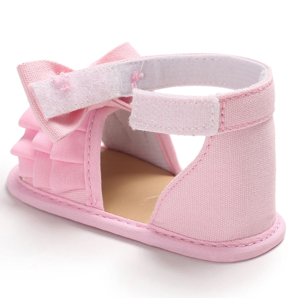 Summer Infant Baby Girl Ruffles Sandals PU Soft Sole High-top Toddler Shoes Baby Girl Bow-Knot Sandals For 0-18Months