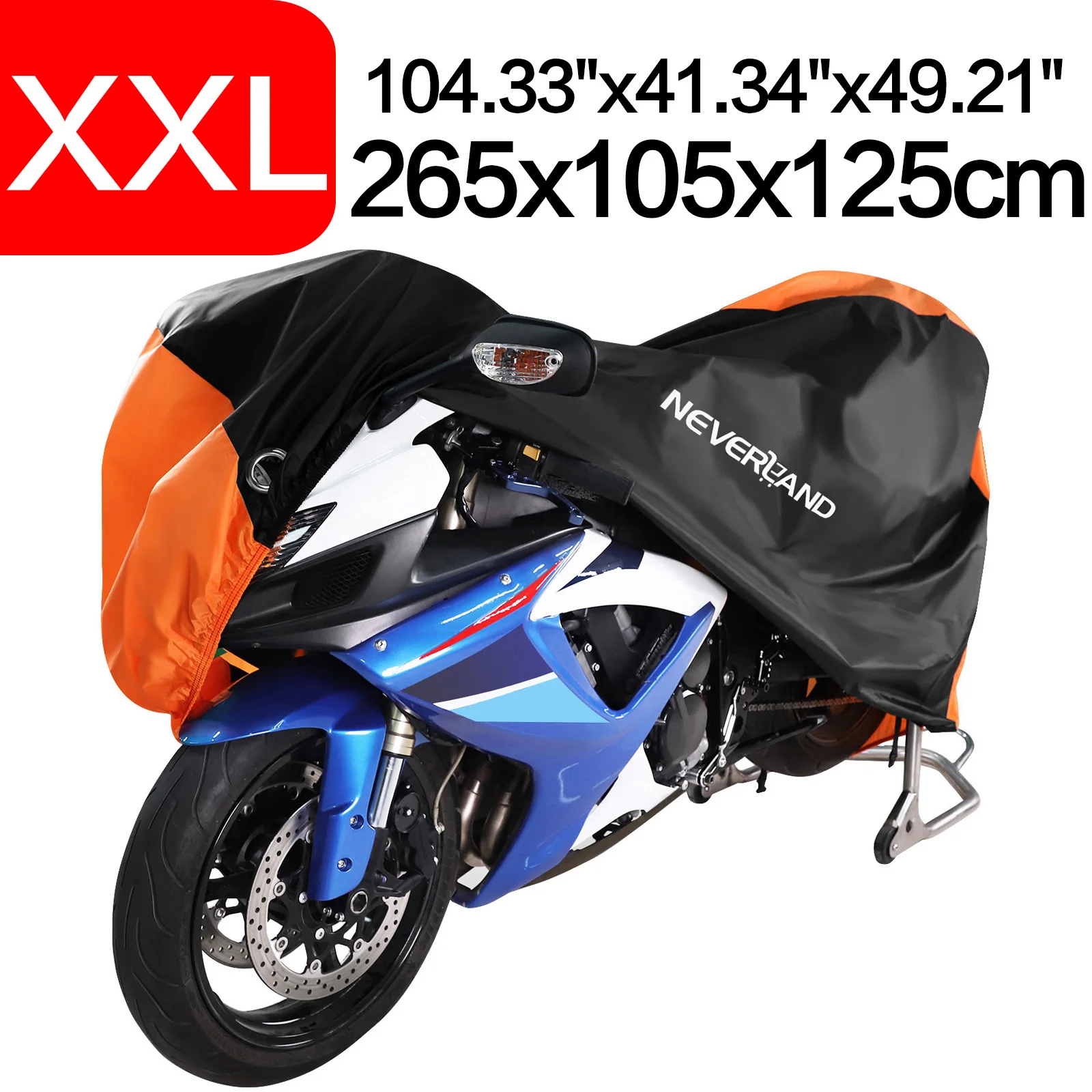 265x105x125cm Orange 190T Waterproof Rain Dust UV Outdoor Indoor