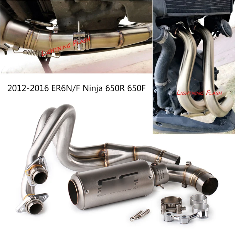 

For Kawasaki ER6N ER6F Ninja 650R 650F Exhaust System Slip On 51mm Motorcycle Exhaust Pipe No DB Killer Escape 2012-2016 EX650F