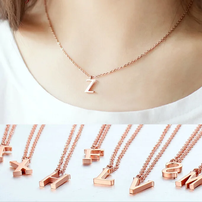 

Personalized Stainless Steel A-Z Initial Letter Alphabet Necklace Alloy Alison Font Pendant Custom Name Personalized Necklace