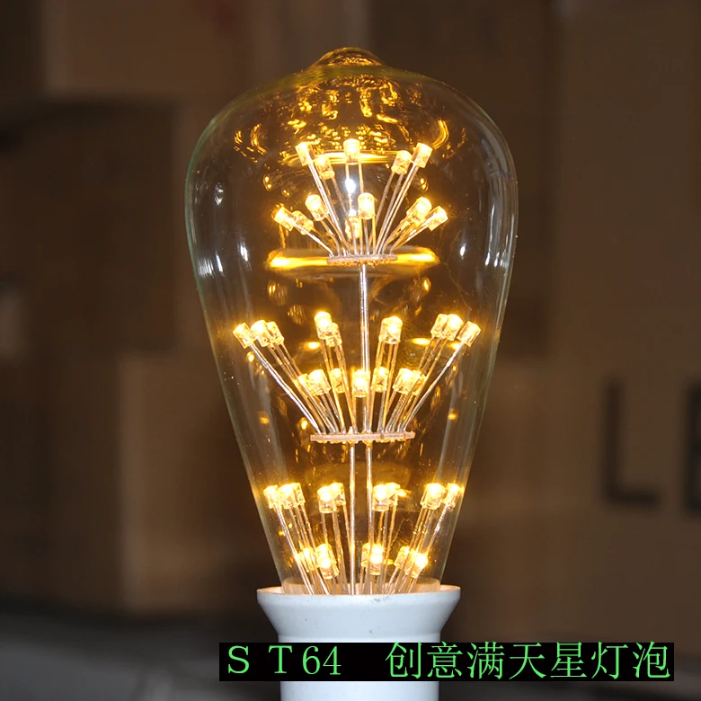 ST64 3W 110 V/220 V Эдисон светодиодный лампы звезда Винтаж рождественские украшения