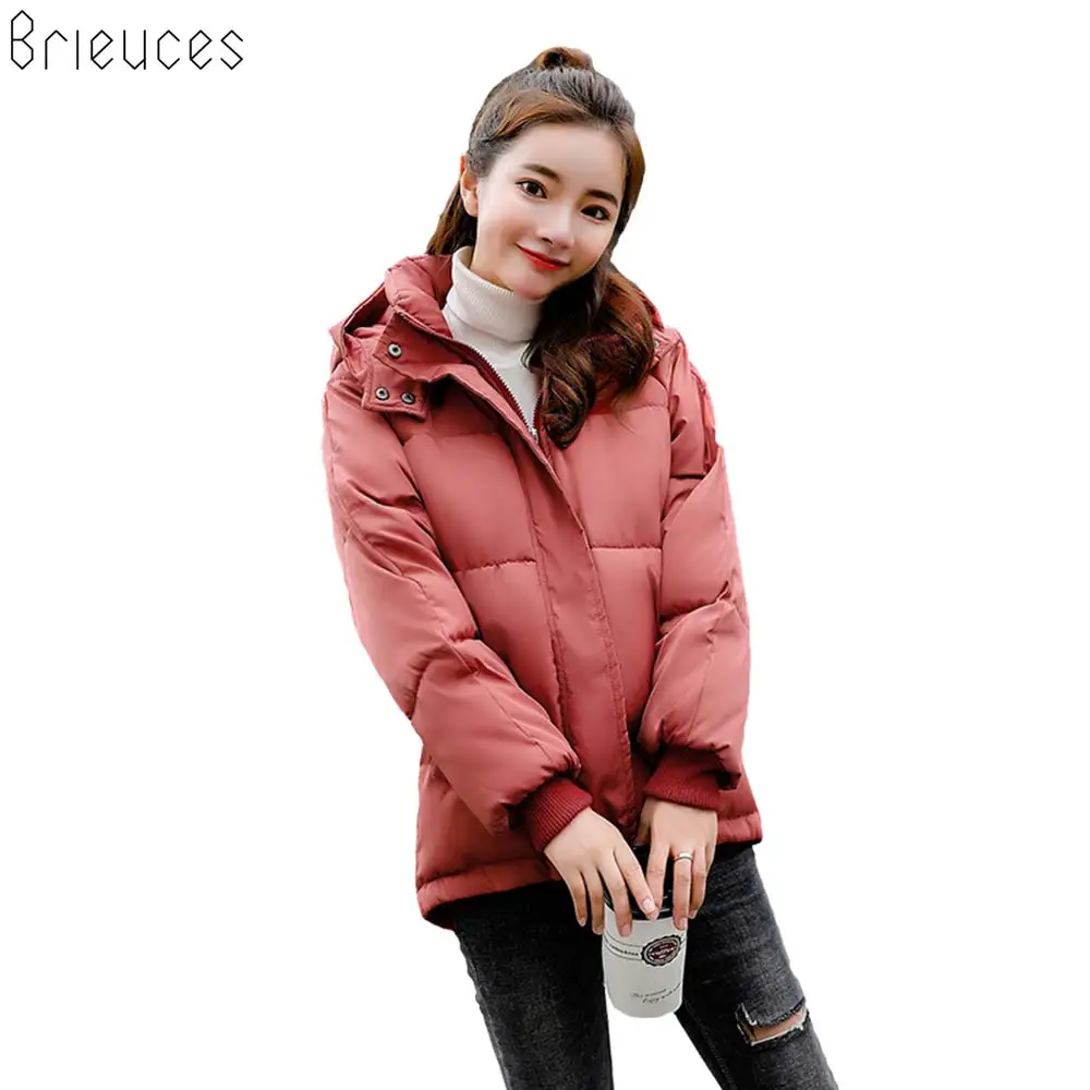 

Brieuces Winter Jacket Women Cotton Padded Short Jacket 2018 New Thick Hooded Warm Winter Parka Coat Female Autumn Outerwear