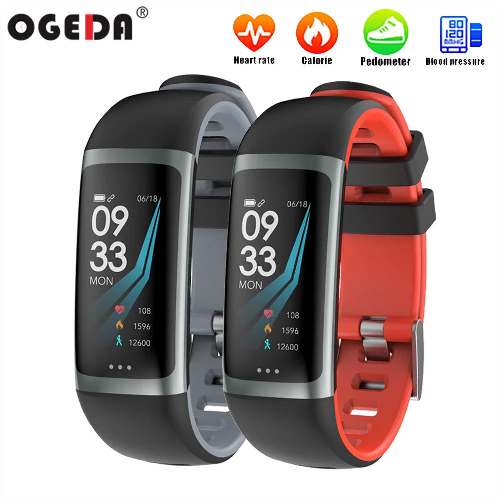 

OGEDA Smart Fitness Bracelet Color Screen IP67 Waterproof Heart Rate Blood Pressure Oxygen Multi Sport Mode Band For Men Women