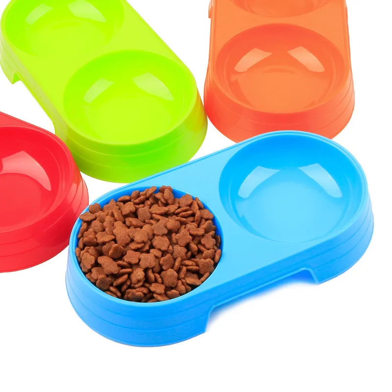 doble cuenco Xiuinserty comedero para mascotas suministros para contenedores de alimentos azul de plástico para gatos y perros comederos para mascotas