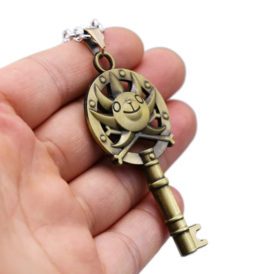 Unique One Piece Anime Statement Pendant Necklace Retro Copper Metal
