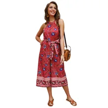 Elegant Sexy Jumpsuits Women Sleeveless Polka flower print Loose Trousers Wide Leg Pants Rompers Holiday Backless Overalls Elegant Sexy Jumpsuits Women Sleeveless Polka flower print Loose Trousers Wide Leg Pants Rompers Holiday Backless Overalls