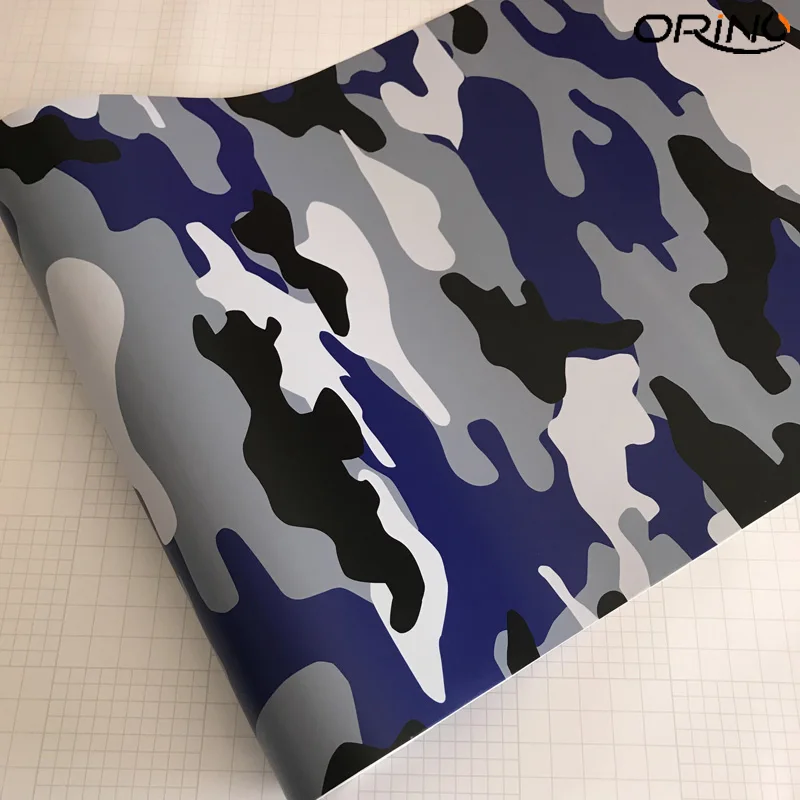 Black White Blue Camouflage Vinyl Film-2
