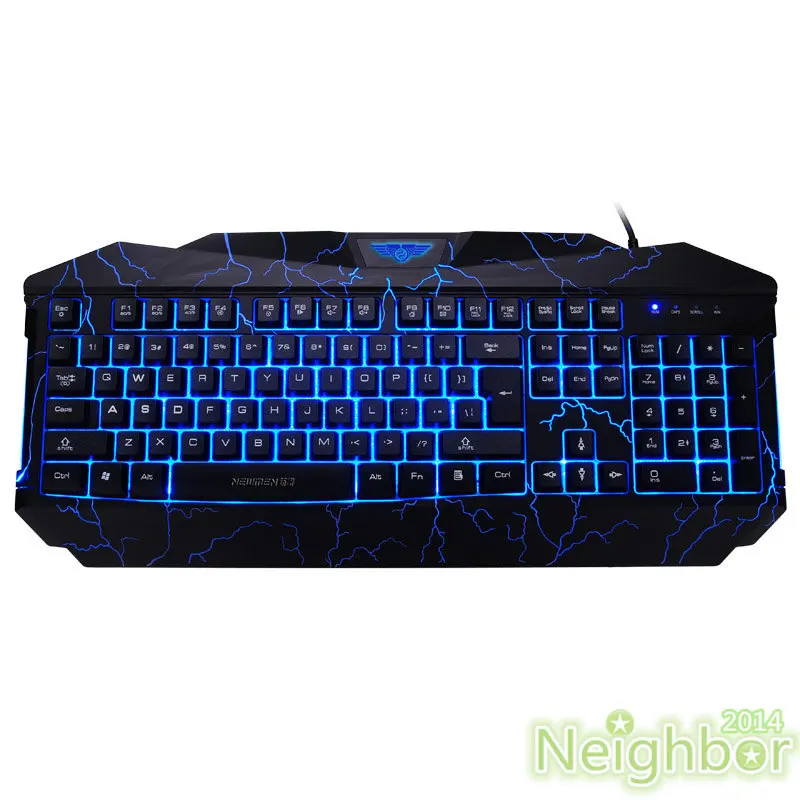 Gaming Keyboard Crack Illuminated LED Backlight USB Wired Multimedia PC Computer