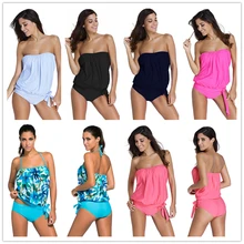 Befuy Новая женская сексуальная одежда для плавания со съемными лямками, мягкая пляжная одежда для плавания размера плюс, бикини, купальный костюм, бандо, танкини, 2 шт