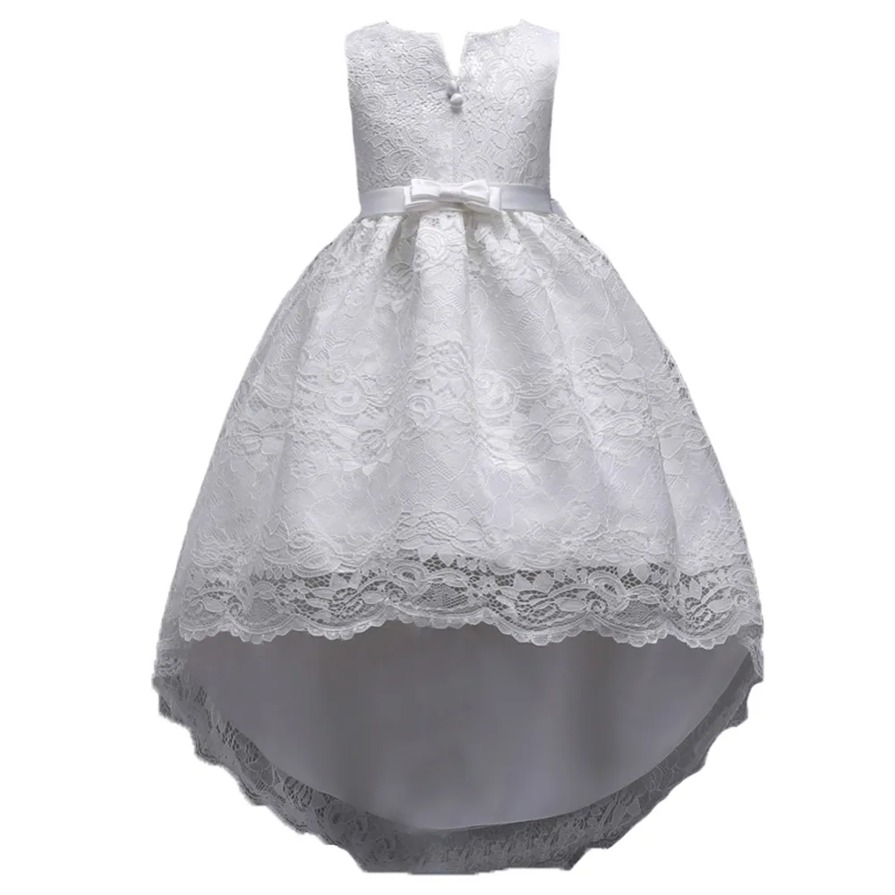 Girls Sleeveless Princess Children flower girl Lace dress For Wedding 3-14 Years Girls Long Tail Party Prom Dresses Pink Blue (20)