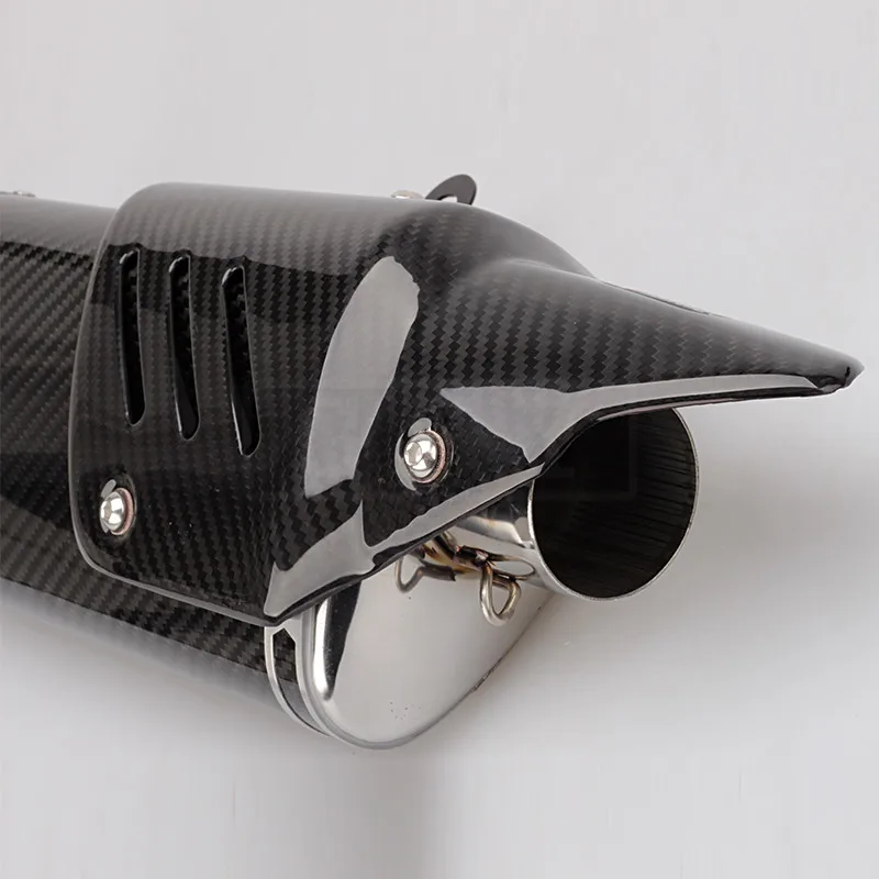 Universal motocicleta Escape de fibra de carbono con Heat shield Moto Escape olla Silenciador para MT07 R1 R3 R6 CB1300 Z900 CBR1000RR