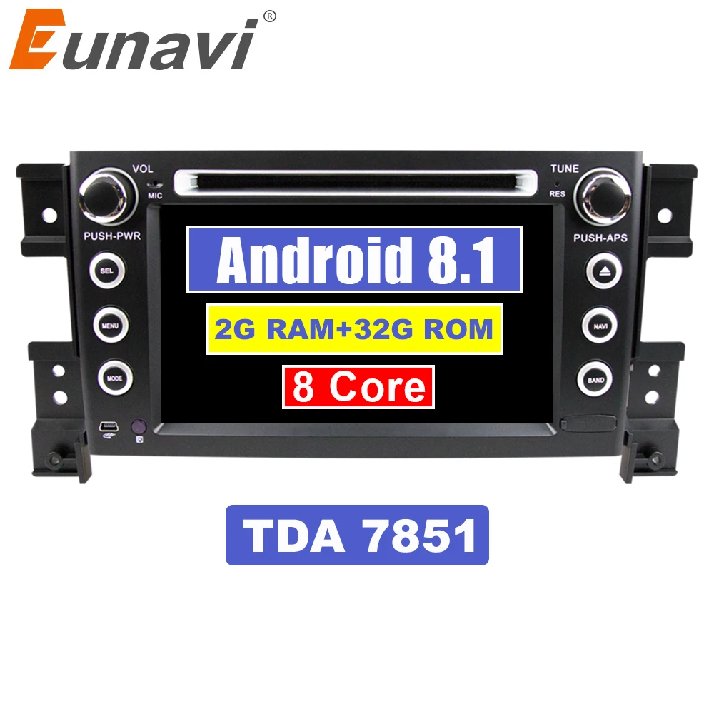 

Eunavi 2 Din 7 inch tda7851 Android 8.1 Car Dvd Player For Suzuki Grand Vitara Radio Stereo GPS in dash car pc 1024*600 HD wifi