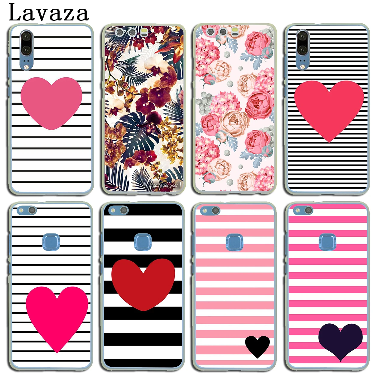 Lavaza Розовый Полосатый чехол с сердечками и цветком розы для Huawei P30 P20 P10 P9 Plus P8 Mate 20