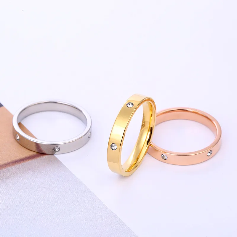 3 шт., кольца из нержавеющей стали для женщин, классическое кольцо с кристаллами, мужские обручальные кольца, женские обручальные кольца