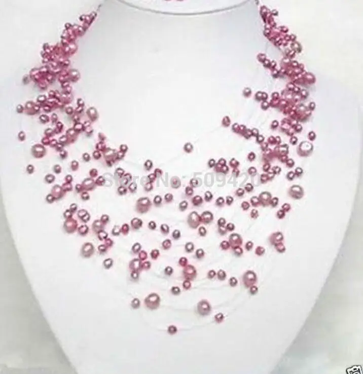

Free Shipping >>Beautiful pink freshwater pearl Starry necklace