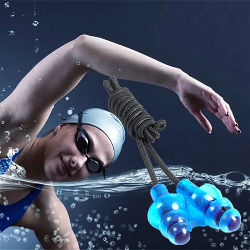 Elastic Rope Swimming Flexible Silicone Ear Plugs Earplugs Anti-lost Earplugs Ear Clips Water sports 2018 new #5O06