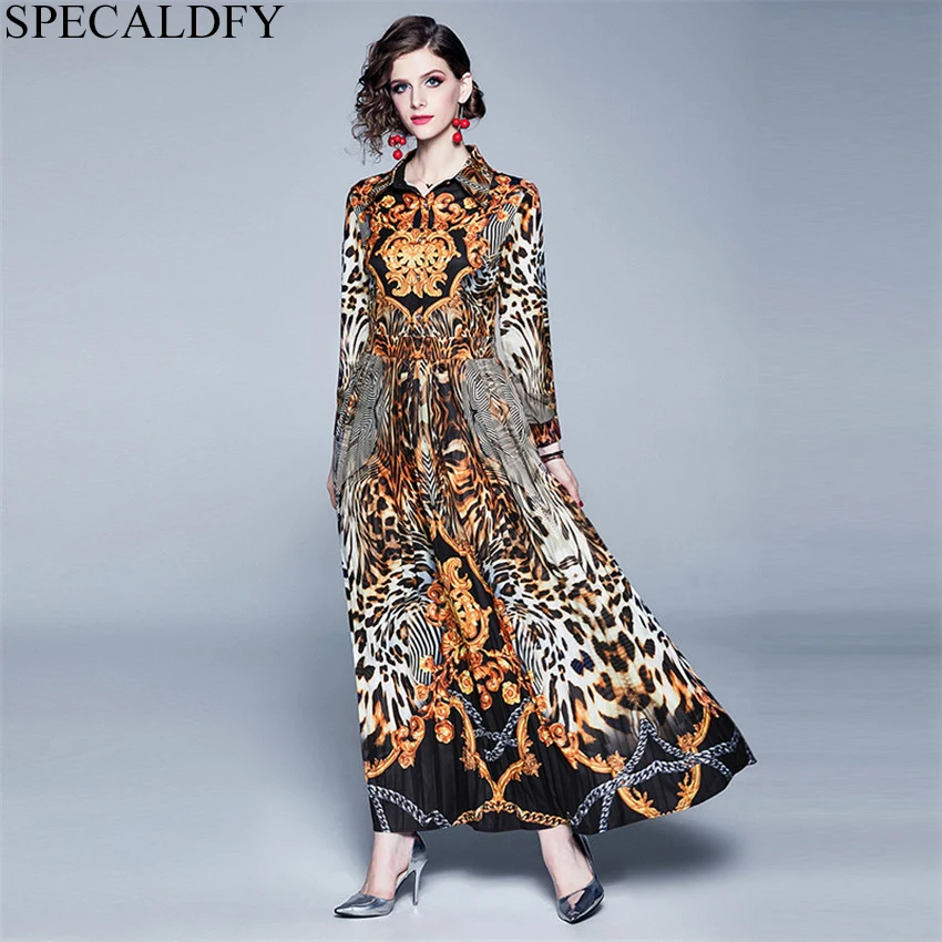

Spring Autumn Long Maxi Dress Designer Runway Dresses 2019 Women High Quality Fashion Long Sleeve Vintage Dress Robe Femme