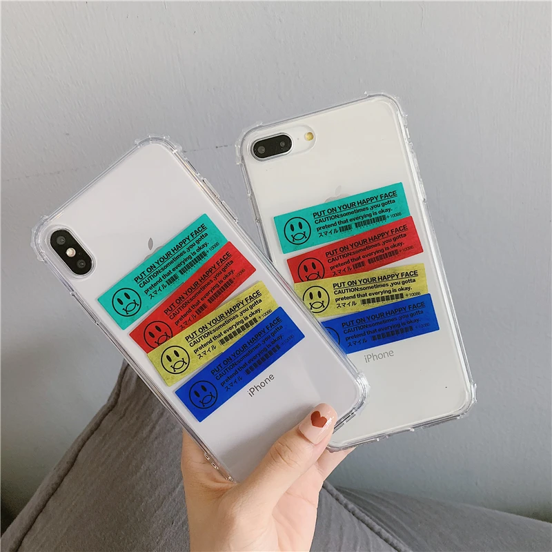 Funny Cartoon Smiley label Phone Case For iPhone 13 12 11 Pro X XR XS