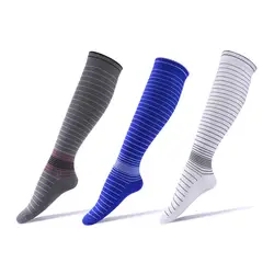 Для мужчин; эластичные компрессионные чулки выше колена полосатый спортивный Давление носки по щиколотку Fast Dry высокое качество Для мужчин