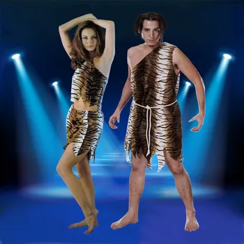 

New Cospiay Halloween native costume Indian leopard print Savages Men and women dress clothes and skirt