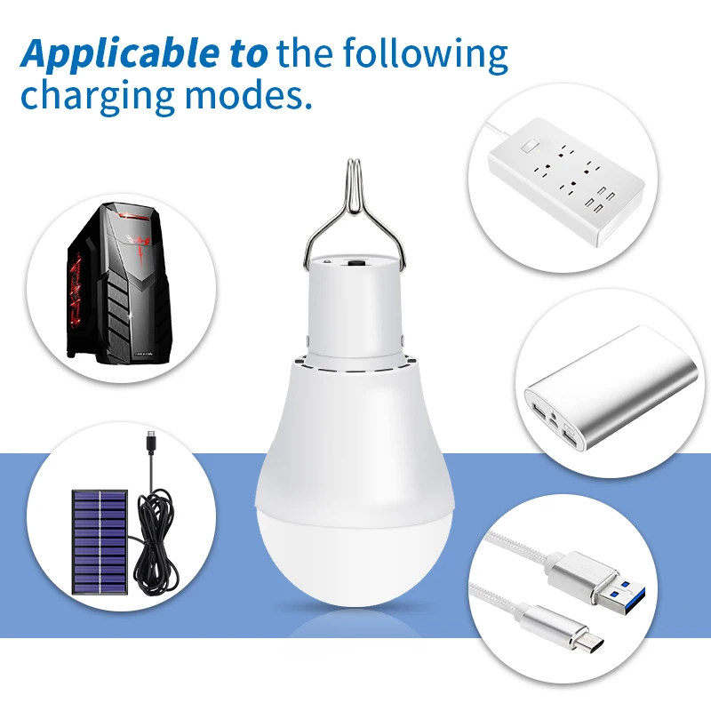 

CanLing USB 5V-8V LED Solar Lamp 15W 250LM Solar LED Light SMD 2835 lampara led Bulb Solar No Flicker For Camping Fishing Tents