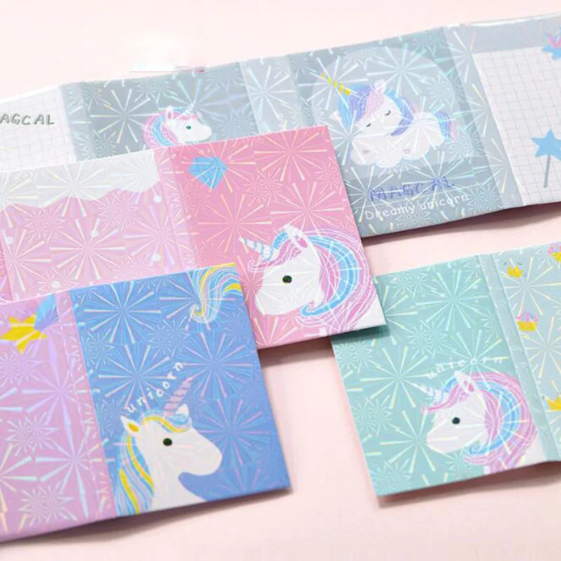 Kawaii Unicorn Notepad Planner Decor Sticker Cute Self-Adhesive Memo Pads Notebook Papeleria Office School Supplies Stationery korean creative unicorn tearable sticky notes memo pad paper students cute school supplies kawaii stationary office accessories