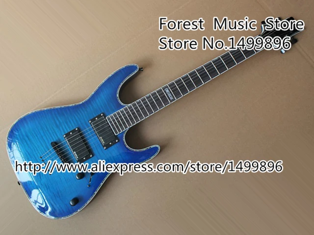 Best price at $228 Cheap Blue Flame Top ESP H-351NT Classical Guitar Electrica Colorful Binding Guitar Body With Black Hardware Lefty Available