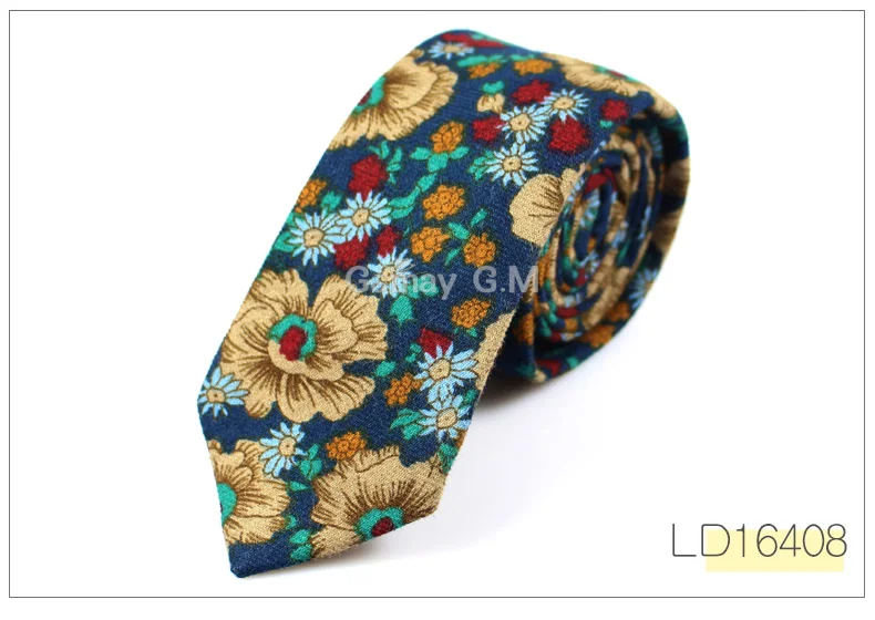 The new men s casual tie brushed cotton 6cm tie floral men and women fashion tie factory wholesale - Цвет: LD16408