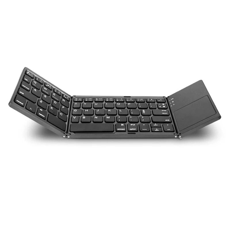 Ingelon Portable Twice Folding Bluetooth Keyboard BT Wireless Foldable Touchpad Foldable Smartphone Mini Windows Keypad for IOS korean computer keyboard