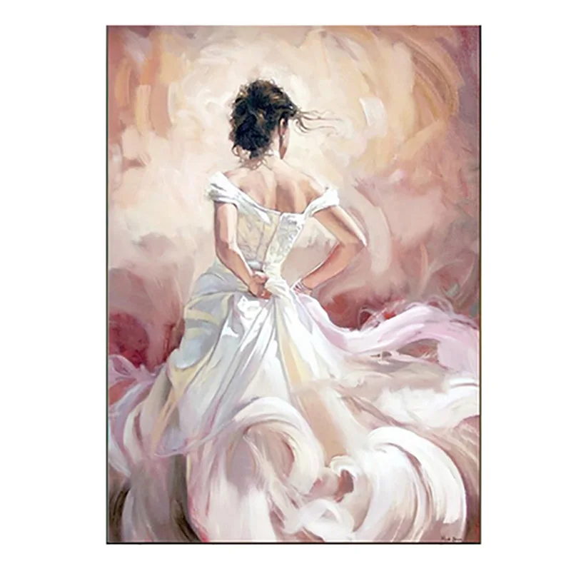 Handmade-Flamenco-Dancers-Modern-Sexy-Back-Character-Wall-Painting-Impression-Oil-Painting-On-Canvas-Home-Decor-White-Dress