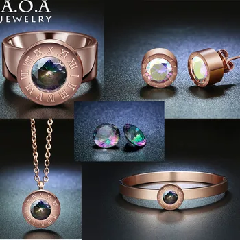 

Creative Jewelry Sets Multi-Color Zircon Stone Jewelry Accessories Interchangeable Stainless Steel Bijoux Set