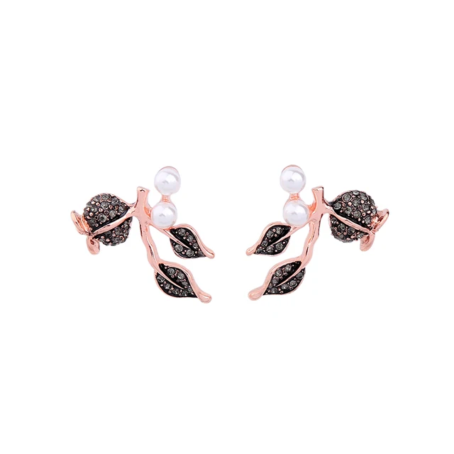 Minimalist Rose Gold Color Leaves Imitation Pearls Rhinestone Minimalist Rose Gold Color Leaves Imitation Pearls Rhinestone Earrings 2017 Stud Online Ping India