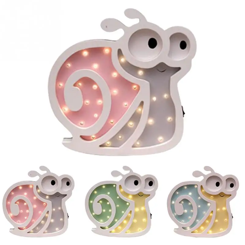 

Battery Powered Party Snail Wooden Night Light Birthday Gift Table Lamp Nordic Style Bedroom Wedding Home Cartoon Decoration