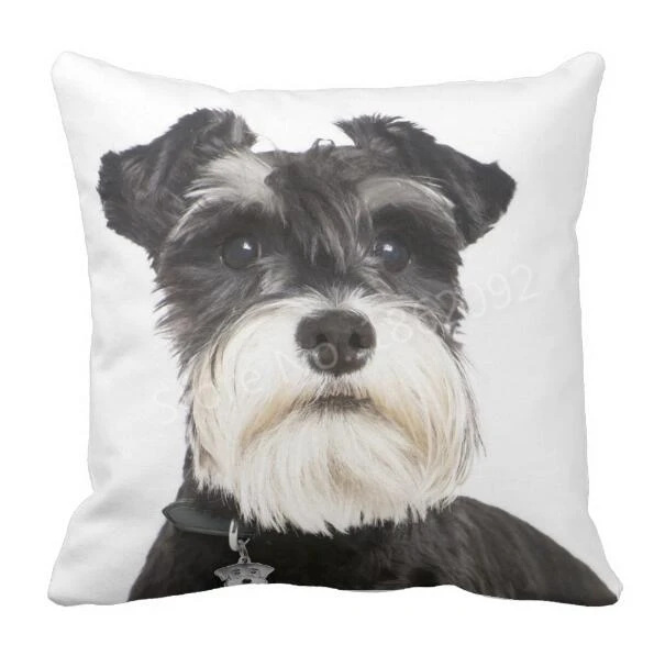 

Novelty Miniature Schnauzer Pillow Case Cute Schnauzer Dog Decorative Cushion Cover Lovely Puppy Pet Fawn Photograph Decor Gift