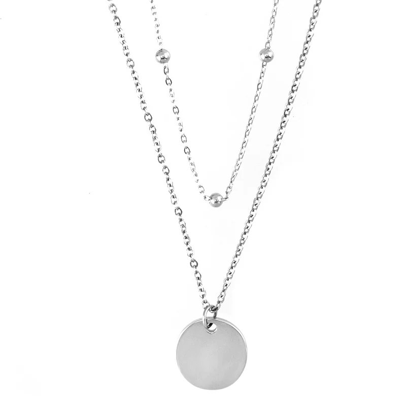 Double layer Coin pendant Necklace (4)