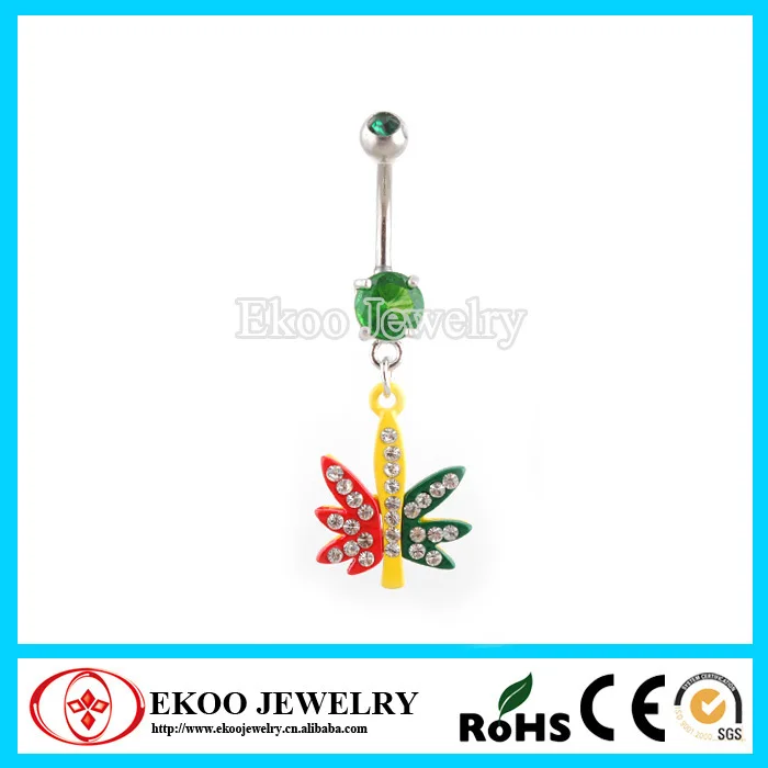 

316L Surgical Steel Rasta Hemp Dangle Navel Ring Lot of 10pcs