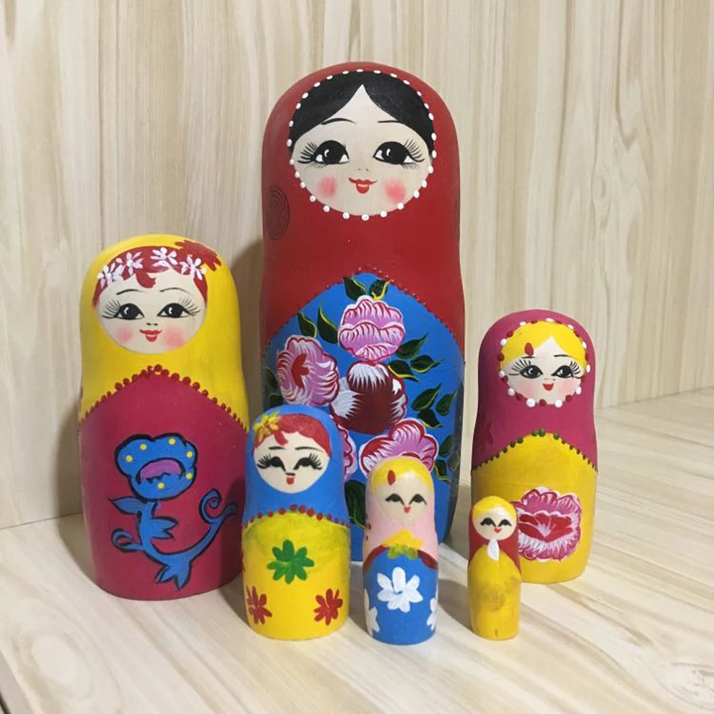 Ручная роспись, деревянные матрешки, набор для матрешки, Babushka, русские куклы, украшение для дома, детские подарки на день рождения, Рождество - Цвет: B