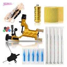 Тату машина набор золото не завершенный профессиональный набор для татуировок роторный Maquina De Tatuagem иглы эластичный самоклеющийся захват