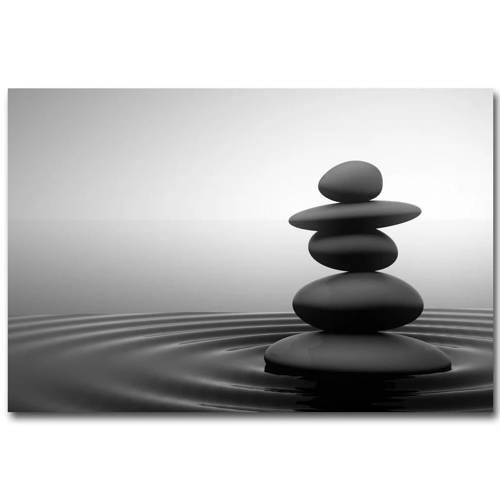 NICOLESHENTING Batu Meditasi ZEN Art Kain Sutra Poster 