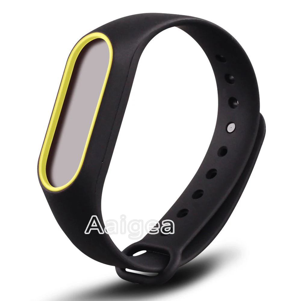 Красочные мягкие силиконовые сменные ремешки на запястье для Xiaomi mi band 2 Smart Band двойные цвета ремешок для mi Band 2 браслет - Цвет ремешка: black-yellow