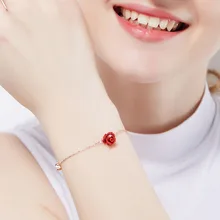 Браслет на лодыжке с розовым цветком, серебро, розовое золото, кубический цирконий, браслеты из серебра 925 пробы/женские браслеты для щиколотки, модные ювелирные изделия