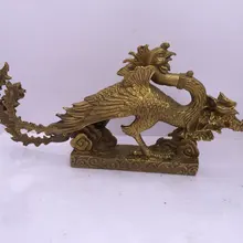 Антикварный, антиквариат, китайская латунная статуя carre Phoenix