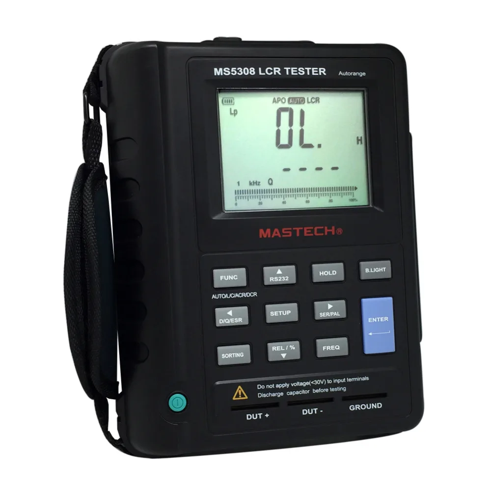 

MASTECH MS5308 Handheld Auto Range LCR Meter tester DMM 100Khz D/Q/ESR DCR MS5308