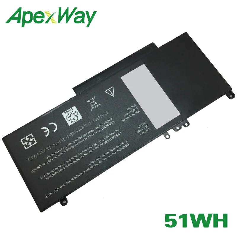 ApexWay 51WH Батарея 0R9XM9 6MT4T G5M10 8V5GX 08V5GX 7V69Y для DELL Latitude 14 дюймов E5450 E5550 E5570 серии