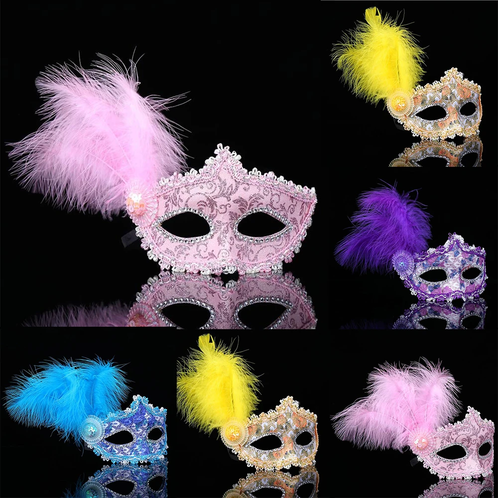 1 шт., женская сексуальная Венецианская кружевная маска с перьями в виде цветов, маски для глаз на Рождество, Хэллоуин, Маскарадная маска для