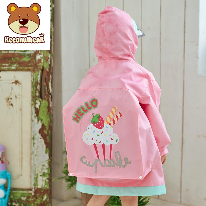 

Cute Cartoon Ice Cream Kids Rain Coat Children Windproof Poncho Boys Girls Rainwear Oxford Cloth Waterproof Heavy Raincoats